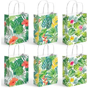 VGOODALL 24 PACK PACK Party Favor Bags with Handles ، 5.5 "× 2.8" × 8 "Hawaii Luau Goodie Treat Facs for Aloha Festival Beach Minimal أعياد البلياردو.