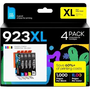 923e 923XL 4-Pack Ink Cartridges Compatible with 923e 923 XL Replacement for HP OfficeJet Pro 8120 8123 8130 8133 Printers (BK/C/M/Y)