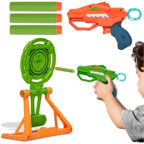 Kidzlane Dinosaur Foam Dart Puns مع أهداف إطلاق النار - مجموعة من 2 - نابضة بالحياة في لعبة Red and Green Gun Gun Target for Kids - متعة لا نهاية لها وتحسين المهارات