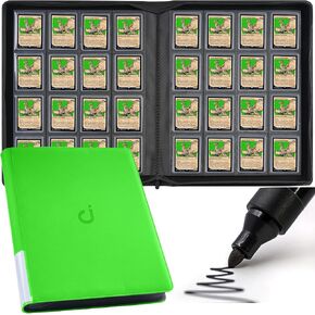 D DACCKIT Toploader Binder, Holds 640 Toploaders - 16-Pocket Top Loader Binder for 3" x 4" Rigid Card Holders for Trading Cards or Sports Cards（Model A，Brilliant Green）
