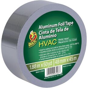 شريط رقائق ألومنيوم لإصلاح المعدن 280416 HVAC UL 723 من Duck Brand، 1.88 بوصة × 10 ياردات، لفة واحدة، فضي