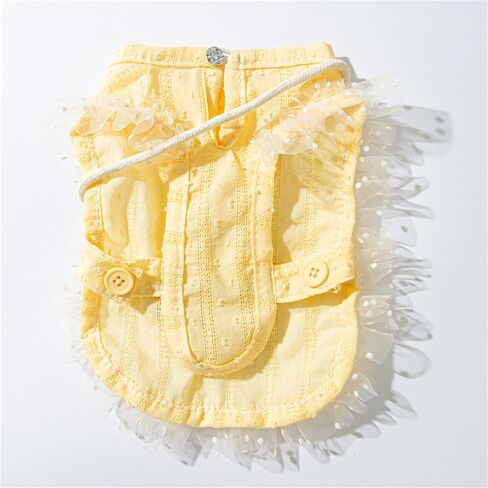 Dog Vest with Separate Bow and Woven Shoulder Bag, Lace Edge Skirt Vest, Spring and Summer Princess Style Dog Clothes (Yellow, X-Small) in Kuwait