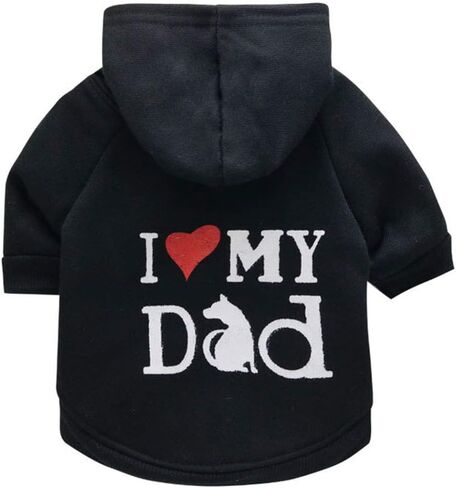 Pet Clothes, Dog Hoodies Shirt I Love My Dad Puppy Sweatshirt for Small Dog Cat (L, Black) in Kuwait