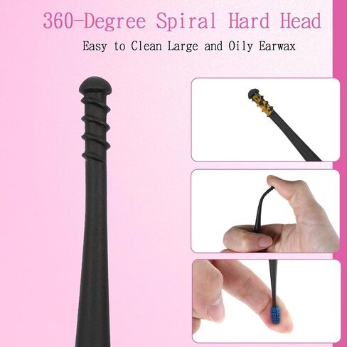 Q-Grips Ear Wax Removal-Spiral Ear Wax Removal Tool, 6PCS Reusable Earwax Removal Kit Safe Ear Cleaner, Soft Silicone Double Sided Head Ear Wax Removal Kits for Olders Adult Kids in Kuwait
