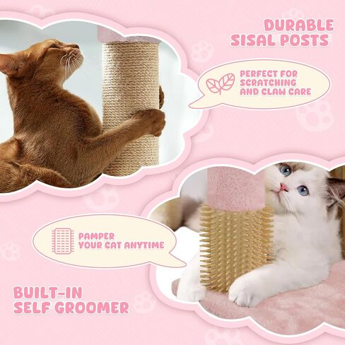 Magshion Cat Tree 55" Cats Tower for Indoor Cats, Multi-Level Cat Condo with Scratching Post, Top Perch, Sisal Board and Dangling Ball, Cat Stand Jumping Platform Kittens Pet Play House (Beige) in Kuwait