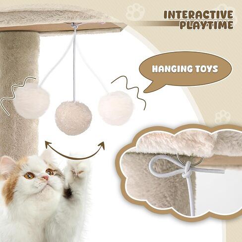 Magshion Cat Tree 55 "Tower Cats للقطط الداخلية ، شقة Cat متعددة المستويات مع منشور الخدش ، أعلى جثم ، لوحة سيسال ، كرة متدلية ، منصة القفزات القطط للقطط القطط (Beige) in Kuwait