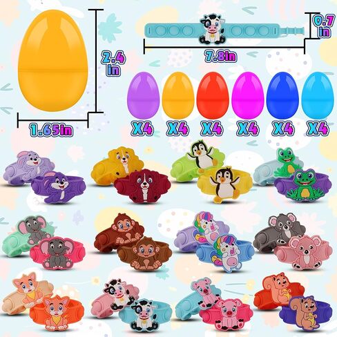 24PACK Prefilled Easter Eggs with Animal Pop Toys,Easter Eggs Filled with Toys,Easter Basket Stuffers for Kids,Easter Party Favors for Kids in Kuwait