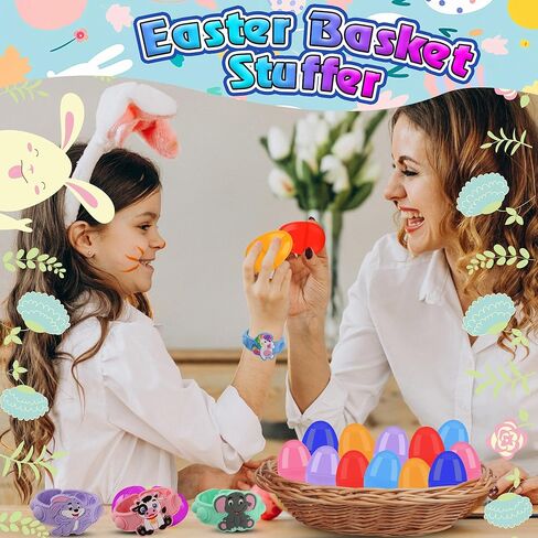 24PACK Prefilled Easter Eggs with Animal Pop Toys,Easter Eggs Filled with Toys,Easter Basket Stuffers for Kids,Easter Party Favors for Kids in Kuwait