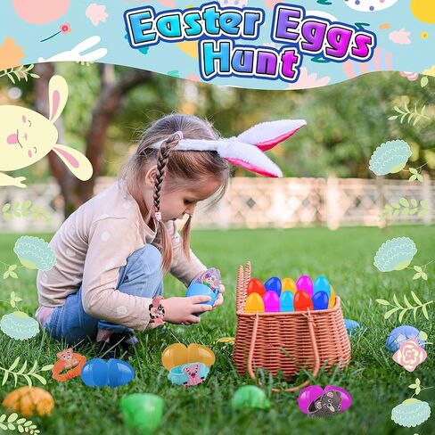 24PACK Prefilled Easter Eggs with Animal Pop Toys,Easter Eggs Filled with Toys,Easter Basket Stuffers for Kids,Easter Party Favors for Kids in Kuwait