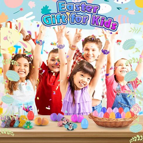 24PACK Prefilled Easter Eggs with Animal Pop Toys,Easter Eggs Filled with Toys,Easter Basket Stuffers for Kids,Easter Party Favors for Kids in Kuwait
