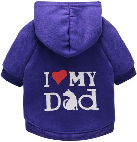 Pet Clothes, Dog Hoodies Shirt I Love My Dad Puppy Sweatshirt for Small Dog Cat (L, Black) in Kuwait