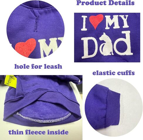 Pet Clothes, Dog Hoodies Shirt I Love My Dad Puppy Sweatshirt for Small Dog Cat (L, Black) in Kuwait