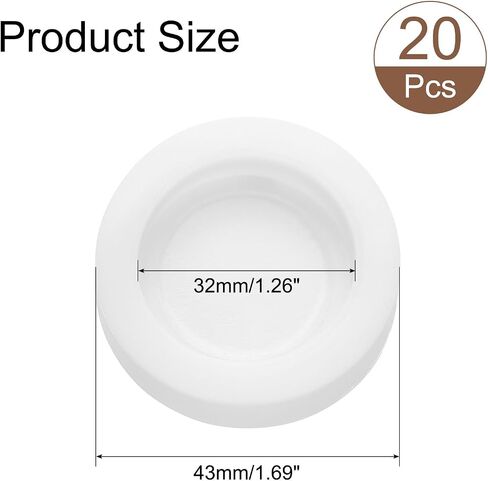uxcell 20 Pcs Piggy Bank Plug 32 Mm/1.26" ID 43 Mm/1.69" OD Plastic Round Stoppers Plugs Saving Box Plug Replacement Bank Hole Sealing Plug for Coin Bank Money Saving Box, White in Kuwait