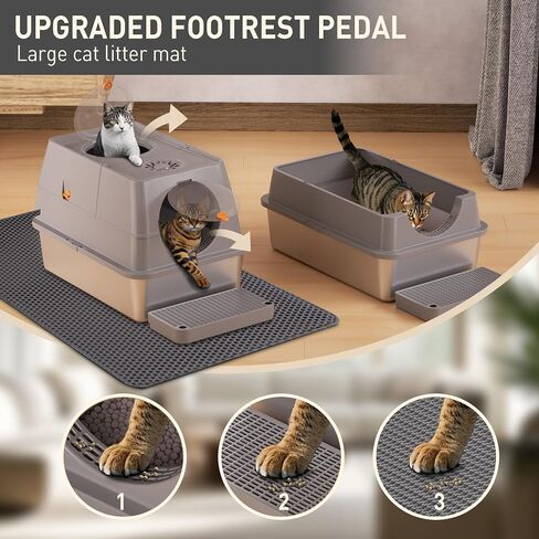 Citylife Stainless Steel Litter Box with Lid XL Large Enclosed Metal Box Anti-Leakagecat Litter Box Stainless Steel Includes Scoop, Mat, Odor Control Easy Cleaning, Dark Grey in Saudi Arabia