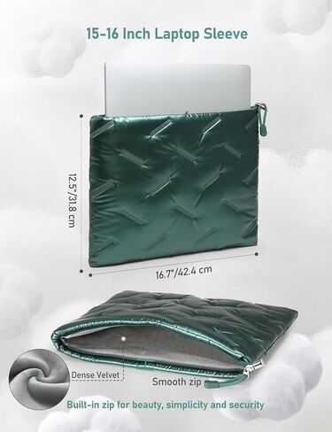 15-16 بوصة كمبيوتر محمول منتفخ من أجل MacBook Pro 16 M4/M3/M2/M1 Pro/Max 2024-2021 ، 15.6 بوصة Chromebook ، Asus vivobook 16/15 ، 15.6 بوصة Dell Latitude ، HP Pavilion 15 ، Satin Green in Kuwait