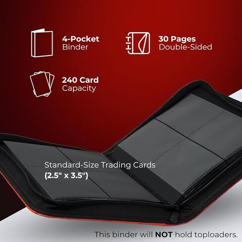 240 Pockets Trading Card Binder, 30 Double Sided Pages, 4 Pockets Per Page, Premium Sleeves Protect and Display Sports Cards, Game Cards - Inferno Red in Saudi Arabia