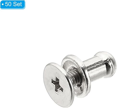 PATIKIL 4mm Leather Rivets, 50 Sets Round Button Head Studs Metal Screw Studs Posts Chicago Screws Rivet for Clothing Leather Crafts, Silver Tone in Saudi Arabia