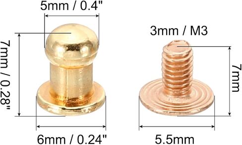 PATIKIL 4mm Leather Rivets, 50 Sets Round Button Head Studs Metal Screw Studs Posts Chicago Screws Rivet for Clothing Leather Crafts, Silver Tone in Saudi Arabia
