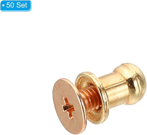 PATIKIL 4mm Leather Rivets, 50 Sets Round Button Head Studs Metal Screw Studs Posts Chicago Screws Rivet for Clothing Leather Crafts, Silver Tone in Saudi Arabia