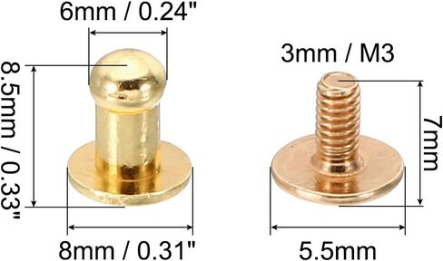 PATIKIL 4mm Leather Rivets, 50 Sets Round Button Head Studs Metal Screw Studs Posts Chicago Screws Rivet for Clothing Leather Crafts, Silver Tone in Saudi Arabia