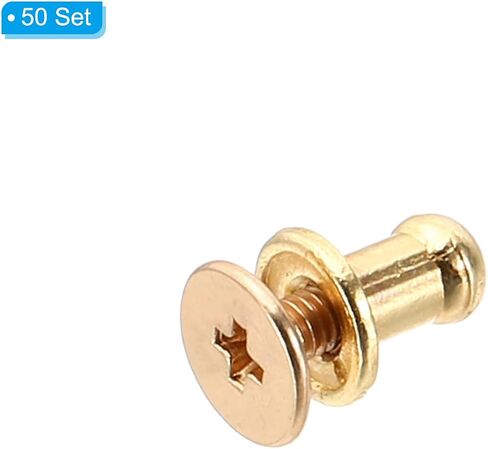 PATIKIL 4mm Leather Rivets, 50 Sets Round Button Head Studs Metal Screw Studs Posts Chicago Screws Rivet for Clothing Leather Crafts, Silver Tone in Saudi Arabia