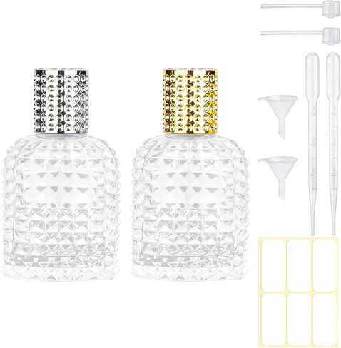 4pack 30ml 50ml Refillable Spray Perfume Bottles, Clear Thick Glass Empty Perfume Bottle, Gold&Silver Perfume Atomizer,Travel Cologne Sprayer Bottles. in Kuwait