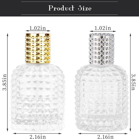 4pack 30ml 50ml Refillable Spray Perfume Bottles, Clear Thick Glass Empty Perfume Bottle, Gold&Silver Perfume Atomizer,Travel Cologne Sprayer Bottles. in Kuwait