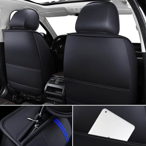 OASIS AUTO Car Seat Covers Premium Waterproof Faux Leather Cushion Universal Accessories Fit SUV Truck Sedan Automotive Vehicle Auto Interior Protector Full Set (Black) in Saudi Arabia