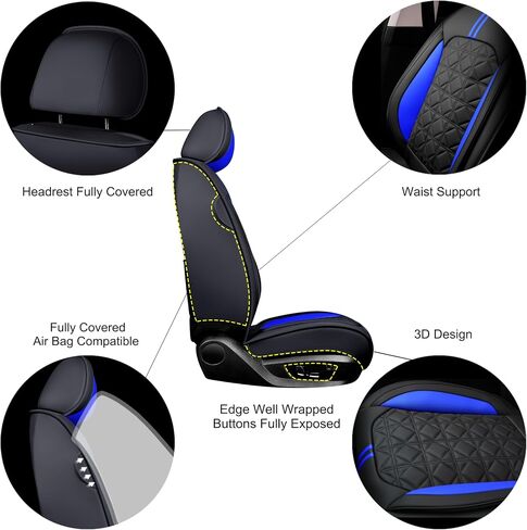 OASIS AUTO Car Seat Covers Premium Waterproof Faux Leather Cushion Universal Accessories Fit SUV Truck Sedan Automotive Vehicle Auto Interior Protector Full Set (Black) in Saudi Arabia