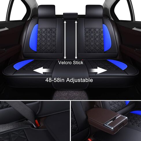 OASIS AUTO Car Seat Covers Premium Waterproof Faux Leather Cushion Universal Accessories Fit SUV Truck Sedan Automotive Vehicle Auto Interior Protector Full Set (Black) in Saudi Arabia