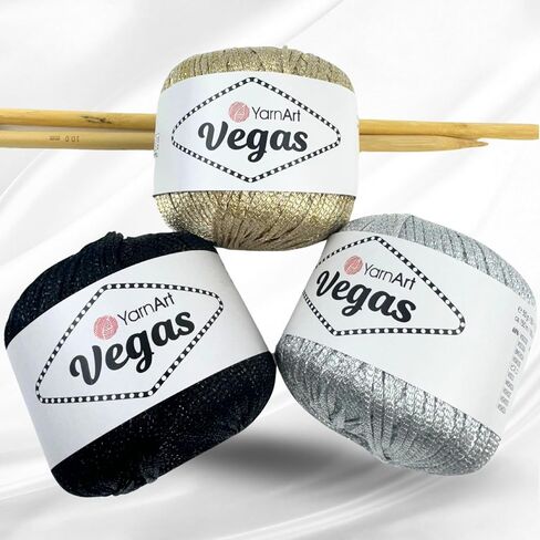 خيوط Yarnart Vegas المعدنية - 60 ٪ Viscose ، 40 ٪ معدني - خيوط متلألئة للكروشيه ، الحياكة ، الملابس الصيفية ، الشالات ، الفساتين ، مشاريع الدانتيل ، 50 جرام/150 متر خيط مسطح (42) in Kuwait