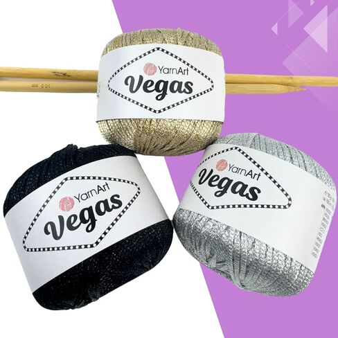 خيوط Yarnart Vegas المعدنية - 60 ٪ Viscose ، 40 ٪ معدني - خيوط متلألئة للكروشيه ، الحياكة ، الملابس الصيفية ، الشالات ، الفساتين ، مشاريع الدانتيل ، 50 جرام/150 متر خيط مسطح (42) in Kuwait