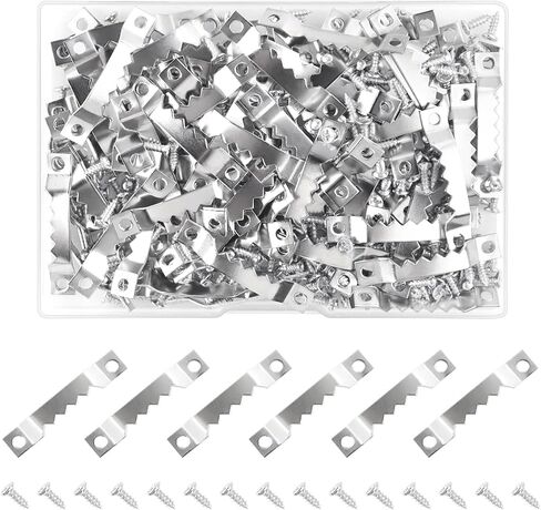 100 PCS شماعات صور شديدة التحمل مع 200 جهاز كمبيوتر الشخصي ، شماعات إطار Sawtooth الصغيرة - حلول معلقة للصور للتعليق ، الصور ، الرسم - زخرفة المنزل (الفضة) in Kuwait