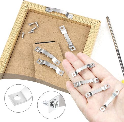 100 PCS شماعات صور شديدة التحمل مع 200 جهاز كمبيوتر الشخصي ، شماعات إطار Sawtooth الصغيرة - حلول معلقة للصور للتعليق ، الصور ، الرسم - زخرفة المنزل (الفضة) in Kuwait