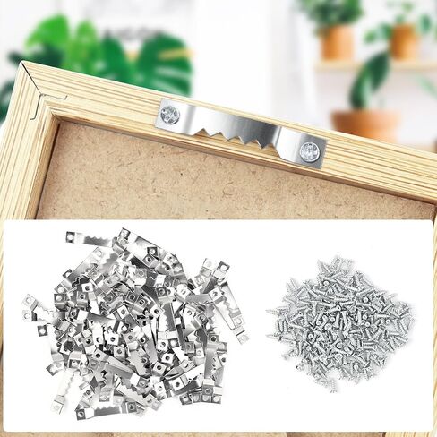 100 PCS شماعات صور شديدة التحمل مع 200 جهاز كمبيوتر الشخصي ، شماعات إطار Sawtooth الصغيرة - حلول معلقة للصور للتعليق ، الصور ، الرسم - زخرفة المنزل (الفضة) in Kuwait
