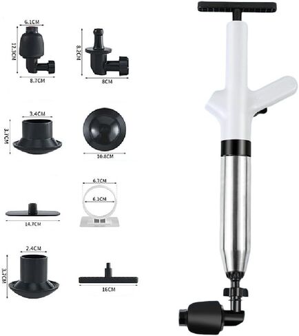 Toilet unclogger (blue)，Air Plunger for Drain, High Pressure Air Drain Blaster with Visual Barometer Stainless Steel Toilet Clog Remover TU Plungers for Bathroom, Kitchen, Clogged Pipe in Saudi Arabia