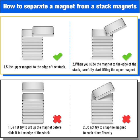 FINDMAG Neodymium Bar Magnets Rare Earth Magnet Bar, 6 Pack Neodymium Magnets with Double Sided Adhesive - 60 x 10 x 3 mm, Silver in Kuwait