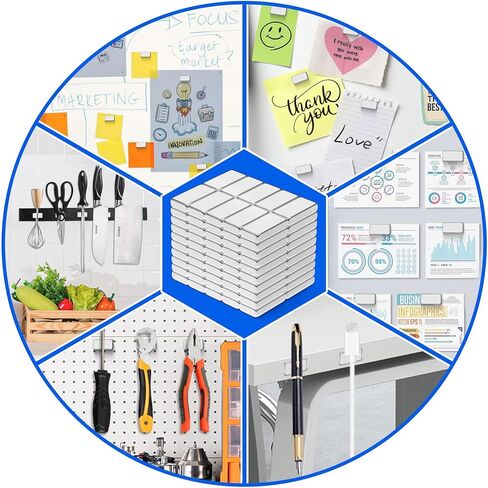 FINDMAG Neodymium Bar Magnets Rare Earth Magnet Bar, 6 Pack Neodymium Magnets with Double Sided Adhesive - 60 x 10 x 3 mm, Silver in Kuwait