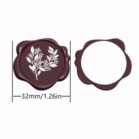 50 Qingning Dual Color Eucalyptus Leaf Wax Seal, Suitable for Wedding Invitations, Christmas, Envelope Wax Stickers, Orange and White Seal Stickers (Eucalyptus leafBordeaux red) in Saudi Arabia