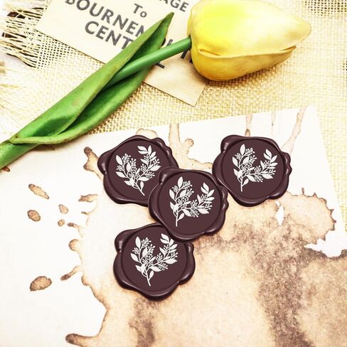 50 Qingning Dual Color Eucalyptus Leaf Wax Seal, Suitable for Wedding Invitations, Christmas, Envelope Wax Stickers, Orange and White Seal Stickers (Eucalyptus leafBordeaux red) in Saudi Arabia