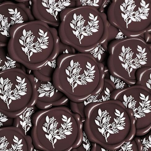 50 Qingning Dual Color Eucalyptus Leaf Wax Seal, Suitable for Wedding Invitations, Christmas, Envelope Wax Stickers, Orange and White Seal Stickers (Eucalyptus leafBordeaux red) in Saudi Arabia