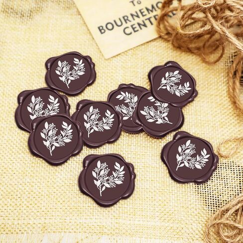 50 Qingning Dual Color Eucalyptus Leaf Wax Seal, Suitable for Wedding Invitations, Christmas, Envelope Wax Stickers, Orange and White Seal Stickers (Eucalyptus leafBordeaux red) in Saudi Arabia