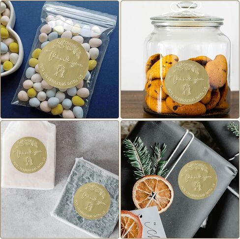 120pcs أشكركم ملصقات ، ملصقات جولة رقائق ذهبية 1.5 بوصة للتغليف ، ملصقات الحفلات اللاصقة لأمراض الأظرف | عيد ميلاد ، دش الطفل ، ديكور الزفاف in Kuwait