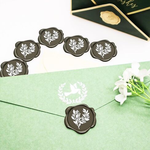 50 Qingning Dual Color Eucalyptus Leaf Wax Seal, Suitable for Wedding Invitations, Christmas, Envelope Wax Stickers, Orange and White Seal Stickers (Eucalyptus leafBordeaux red) in Saudi Arabia