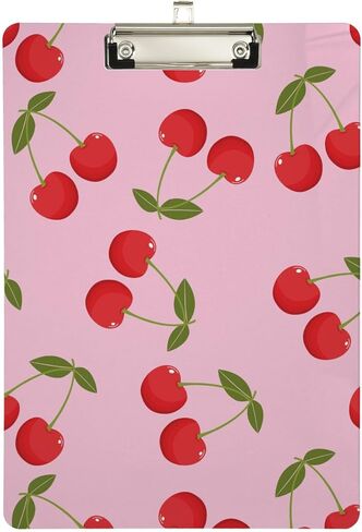 Fashion Acrylic Clipboards, Cute Cherry Sweet Pattern 12.5x9 Inch Standard Letter Size Sliver Low Profile Clip, Decorative Clip Board for Classrooms,Students, Doctor,Office, School, Nurses in Kuwait