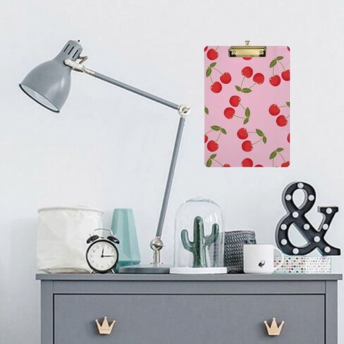 Fashion Acrylic Clipboards, Cute Cherry Sweet Pattern 12.5x9 Inch Standard Letter Size Sliver Low Profile Clip, Decorative Clip Board for Classrooms,Students, Doctor,Office, School, Nurses in Kuwait