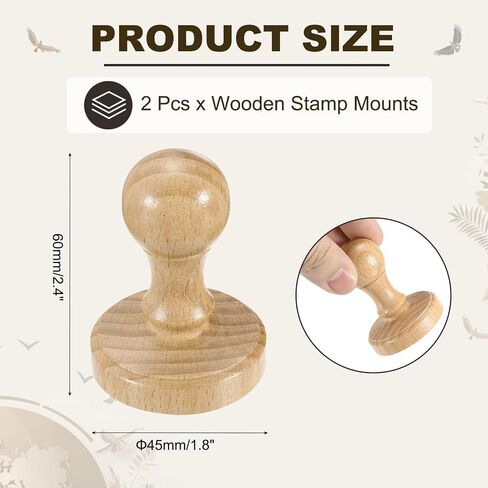 PATIKIL 45mm Wooden Stamp Round Handle, 2 Pcs Wooden Stamp Mounts Beech Wood Blank Seal for DIY Making Crafting Scrapbooking Card Diary, Wood Color in Saudi Arabia