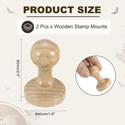 PATIKIL 45mm Wooden Stamp Round Handle, 2 Pcs Wooden Stamp Mounts Beech Wood Blank Seal for DIY Making Crafting Scrapbooking Card Diary, Wood Color in Saudi Arabia