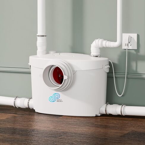Simple Project 600W Macerator Pump, Efficient Basement Toilet Pump System Max Pumping To V30 & H295 Feet, 4-Inlet Sewerage Disposal - Ideal For Macerating Toilet, Laundry, Bathtub in Saudi Arabia