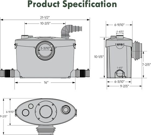 Simple Project 600W Macerator Pump, Efficient Basement Toilet Pump System Max Pumping To V30 & H295 Feet, 4-Inlet Sewerage Disposal - Ideal For Macerating Toilet, Laundry, Bathtub in Saudi Arabia